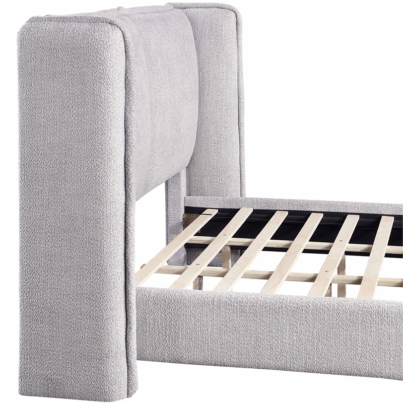 Furniture of America Paent Fabric Upholstered Platform Queen Bed in Light Gray