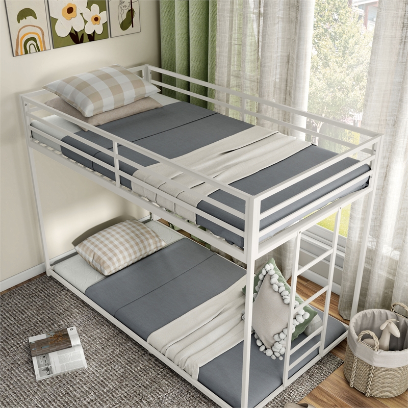 Furniture of America Saintel Iron Twin over Twin Bunk Bed in White