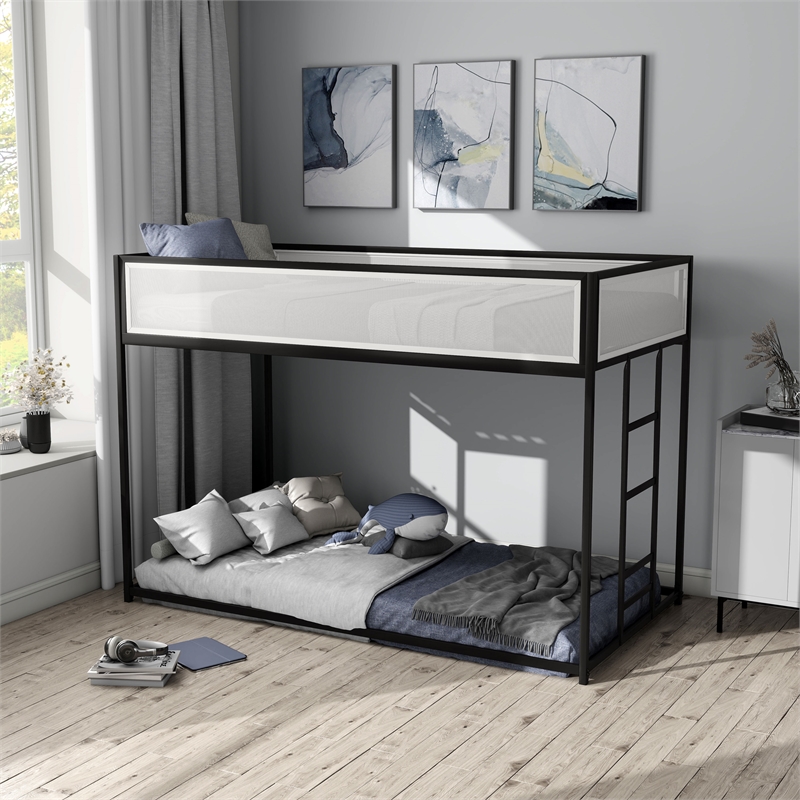 Furniture of America Druman Iron Twin over Twin Bunk Bed in Black
