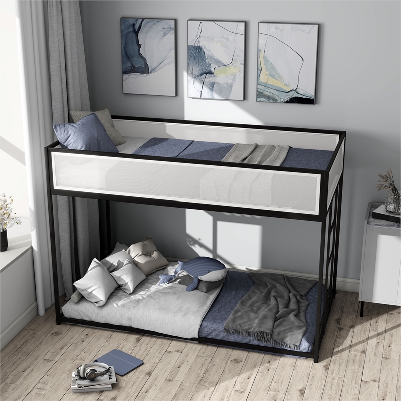 Furniture of America Druman Iron Twin over Twin Bunk Bed in Black