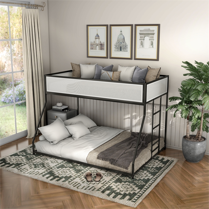 Furniture of America Eugen Iron Twin over Full Bunk Bed in Black