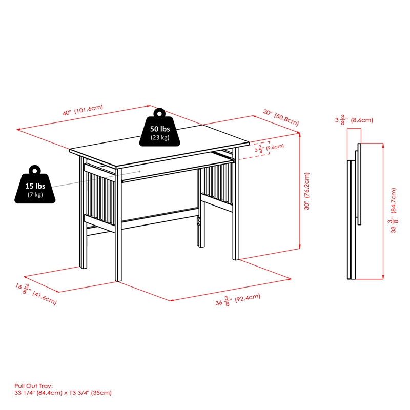 Winsome Mission Transitional Solid Wood Folding Computer Desk in Natural