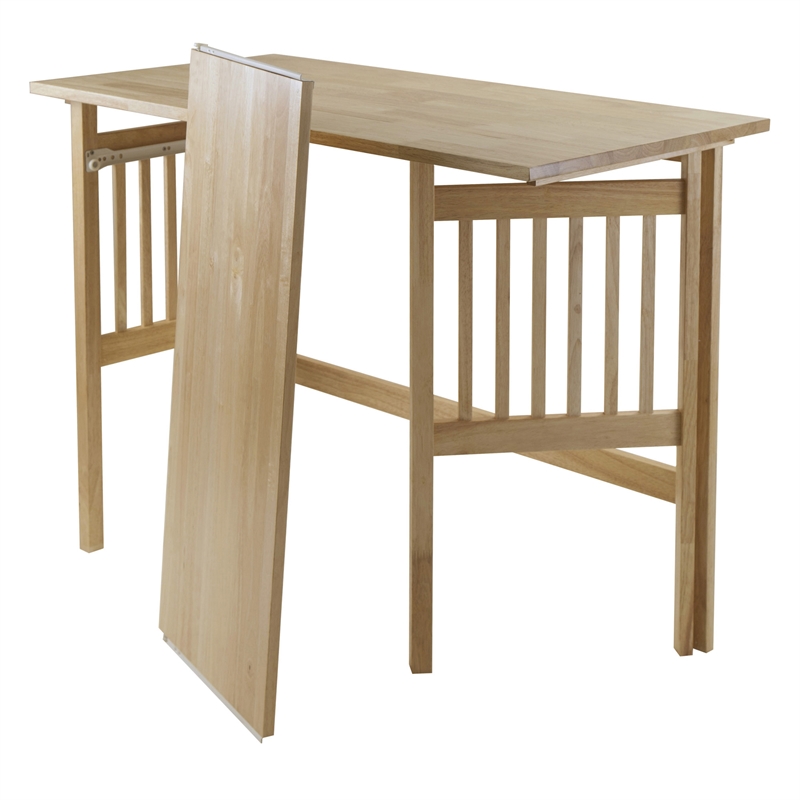 Winsome Mission Transitional Solid Wood Folding Computer Desk in Natural