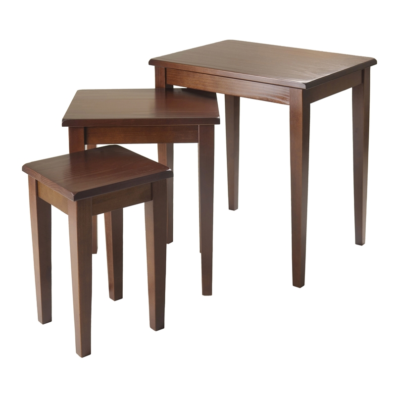 Winsome Regalia 3-Piece Transitional Solid Wood Nesting Tables in Anitque Walnut