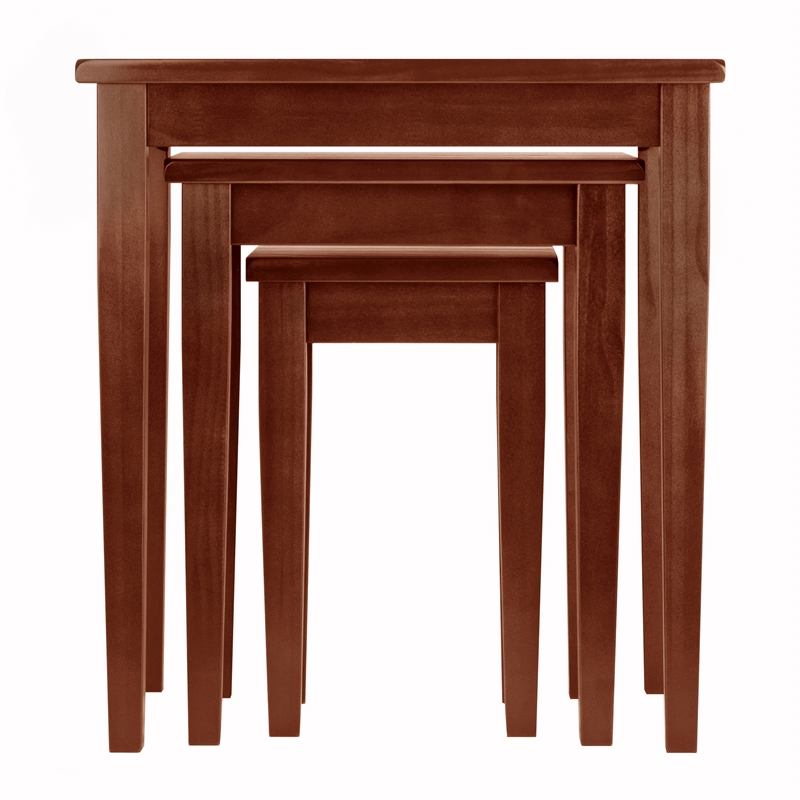 Winsome Regalia 3-Piece Transitional Solid Wood Nesting Tables in Anitque Walnut
