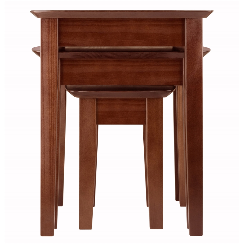 Winsome Bradley 3-Piece Transitional Solid Wood Nesting Tables in Antique Walnut