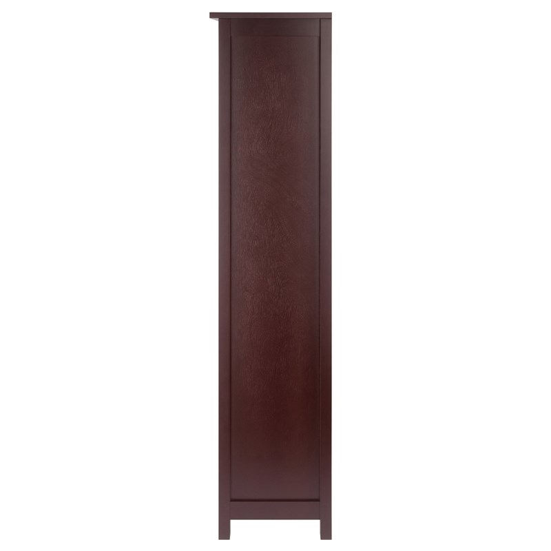 Winsome Milan Tall Solid Wood Storage Book Shelf in Antique Walnut