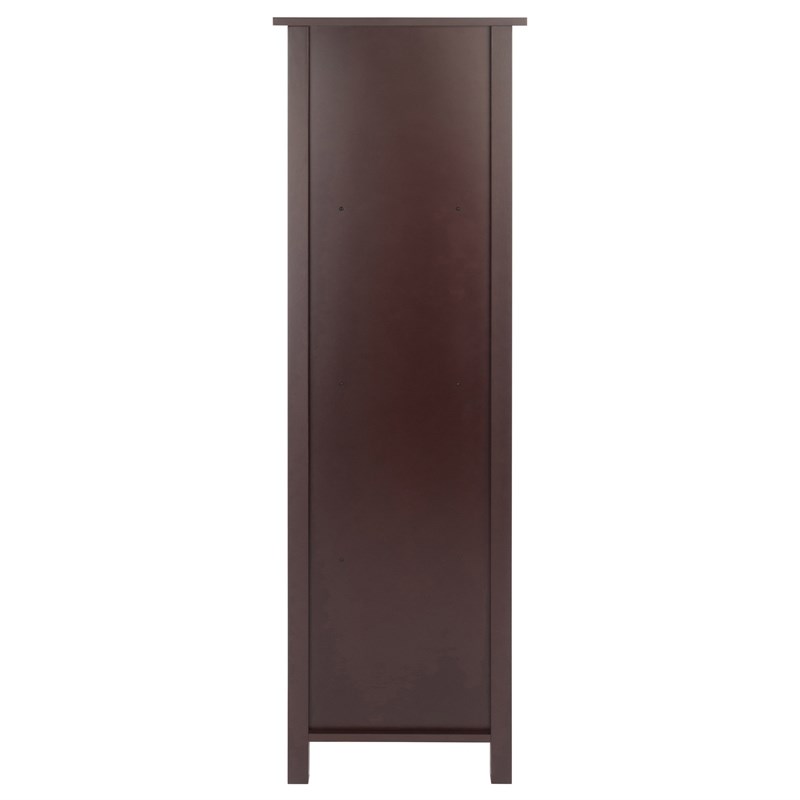 Winsome Milan Tall Solid Wood Storage Book Shelf in Antique Walnut
