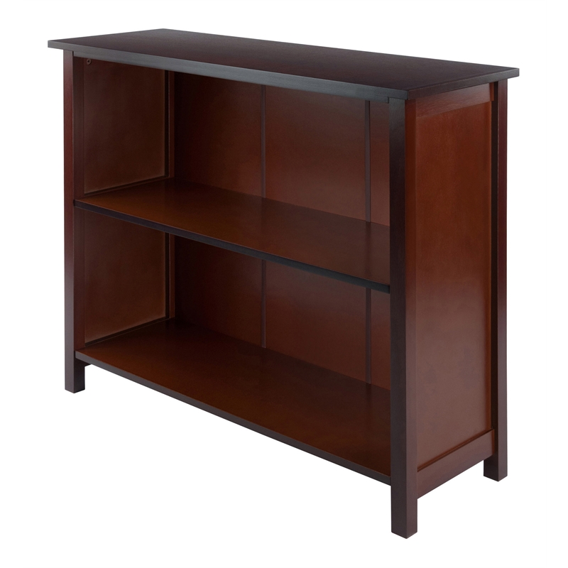 Winsome Milan 3-Tier Solid Wood Long Storage Book Shelf in Antique Walnut