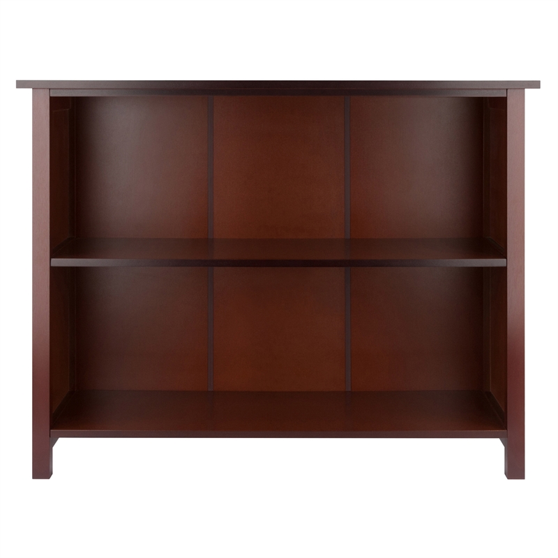 Winsome Milan 3-Tier Solid Wood Long Storage Book Shelf in Antique Walnut