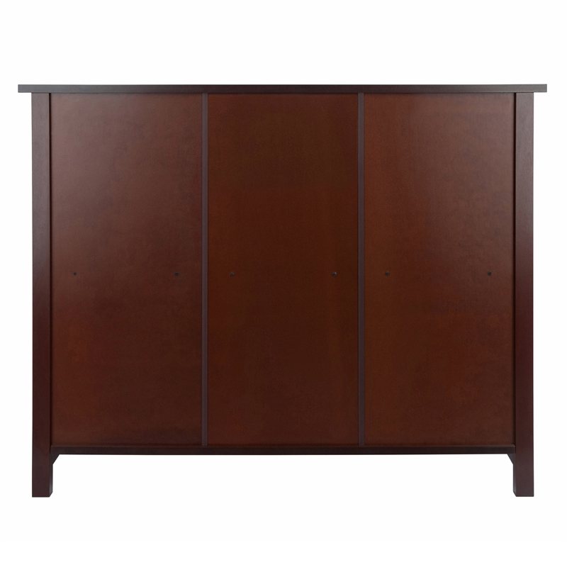 Winsome Milan 3-Tier Solid Wood Long Storage Book Shelf in Antique Walnut