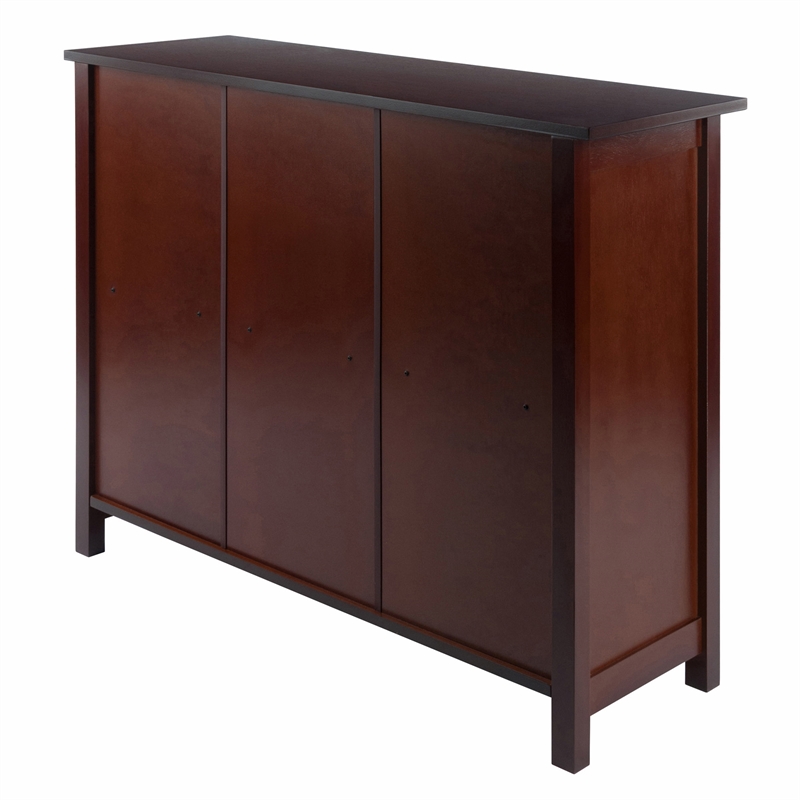 Winsome Milan 3-Tier Solid Wood Long Storage Book Shelf in Antique Walnut