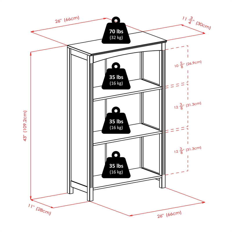 Winsome Terrace Solid Wood Storage Shelf/Bookcase with 4-Tier in Espresso