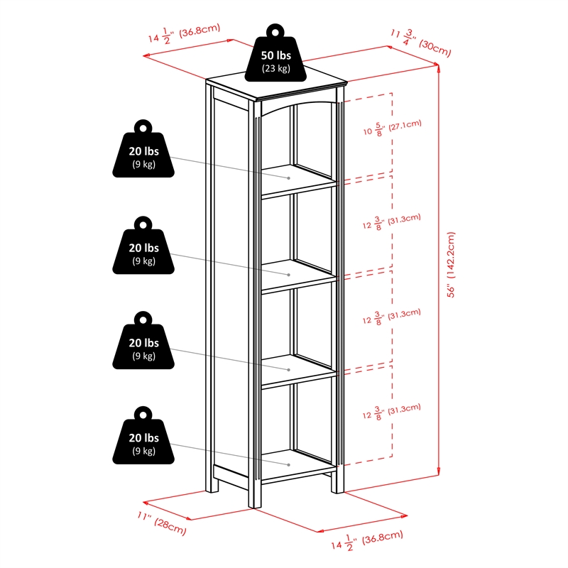 Winsome Terrace Solid Wood Storage Shelf/Bookcase with 5-Tier in Espresso
