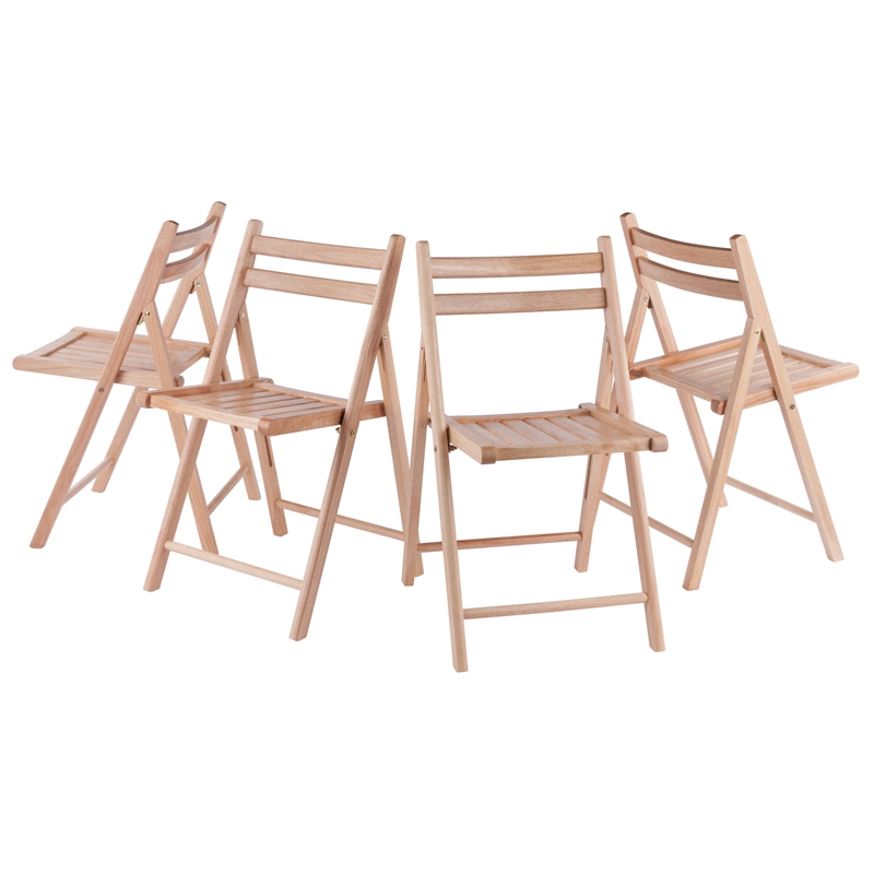 Winsome Robin Transitional Solid Wood Folding Chair Set in Natural (Set of 4)