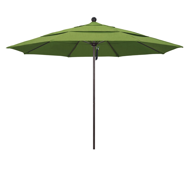 California Umbrella Venture 11' Bronze Market Umbrella in Cilantro