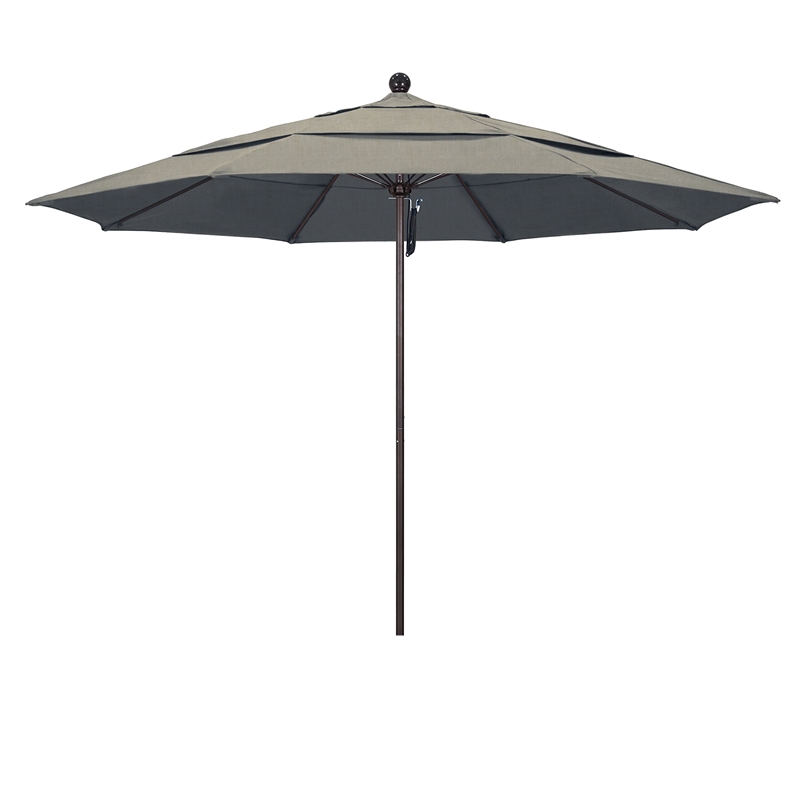 California Umbrella Venture 11' Bronze Market Umbrella in Dove
