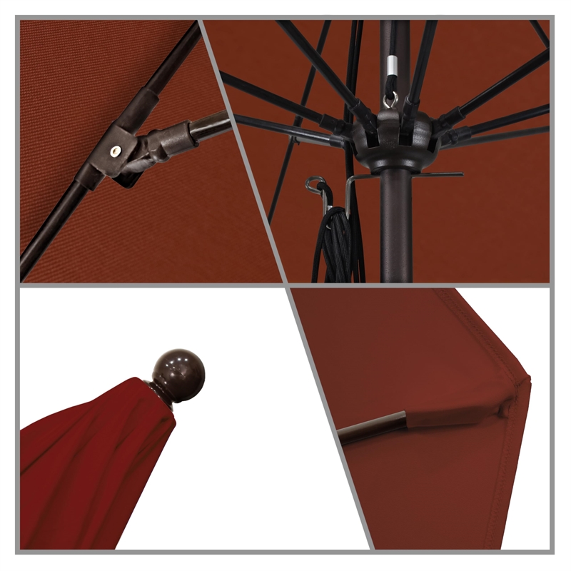 California Umbrella Venture 11' Bronze Market Umbrella in Jockey Red