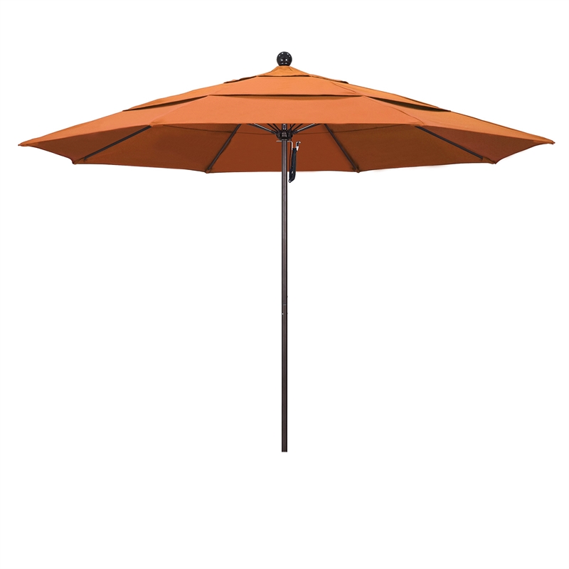 California Umbrella Venture 11' Bronze Market Umbrella in Tuscan