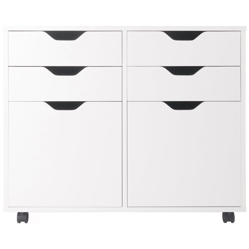Winsome Halifax 2-Section Mobile Contemporary Wood Storage Cabinet in White
