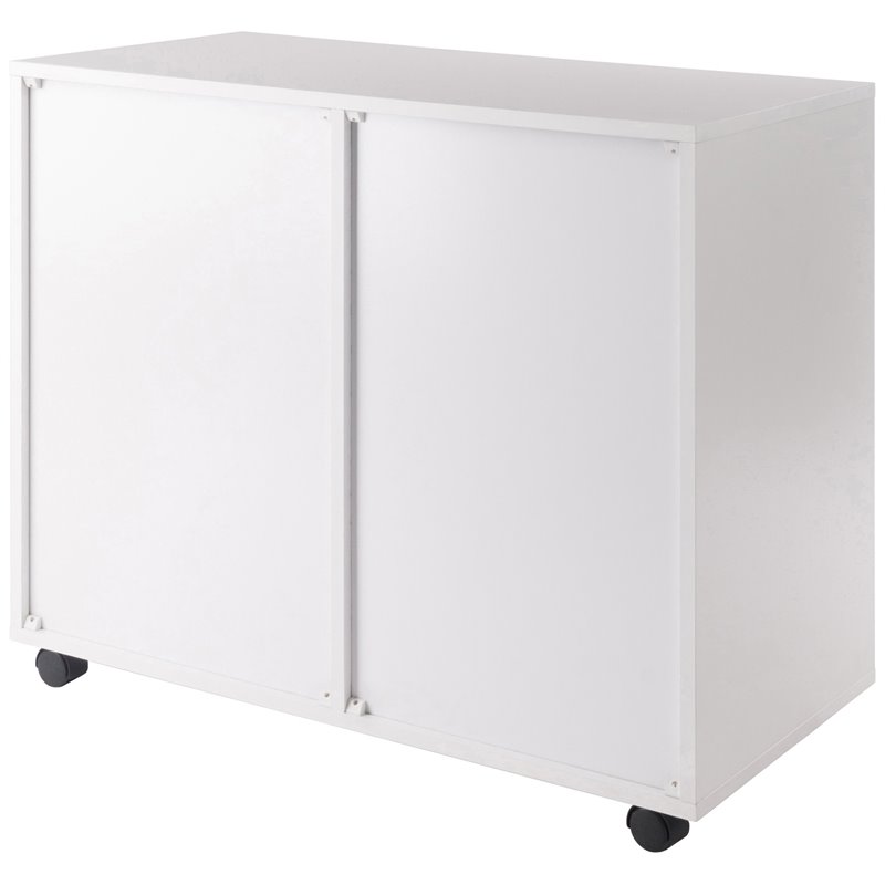 Winsome Halifax 2-Section Mobile Contemporary Wood Storage Cabinet in White