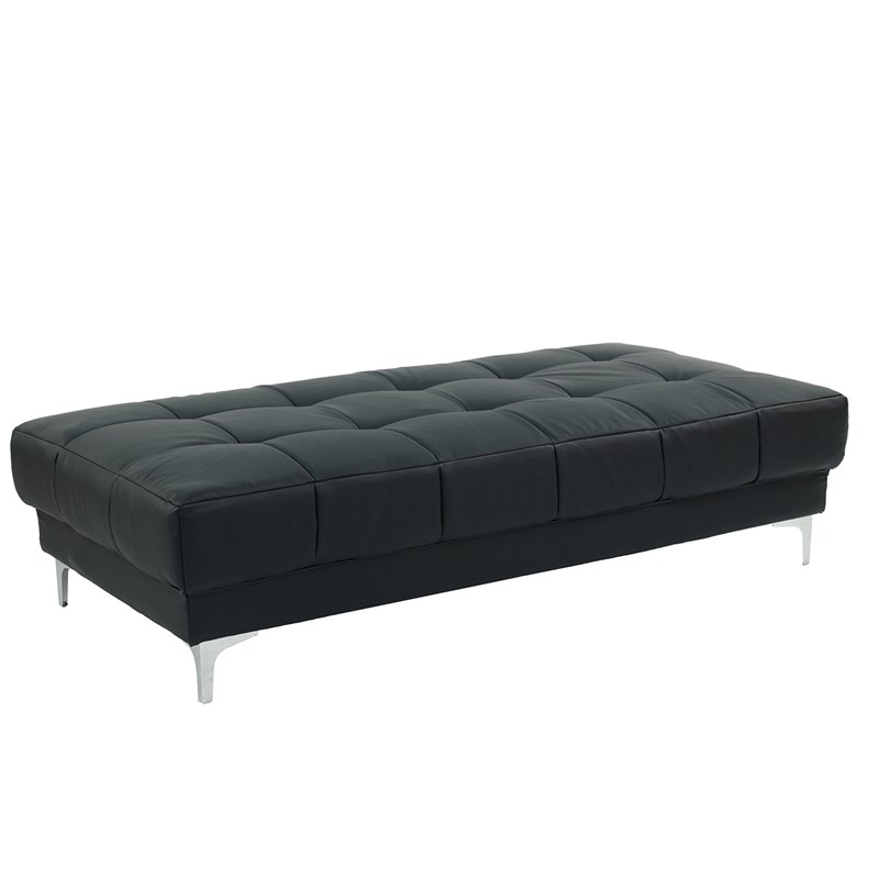 Poundex Furniture Faux Leather Tufted Cocktail Ottoman in Black Color