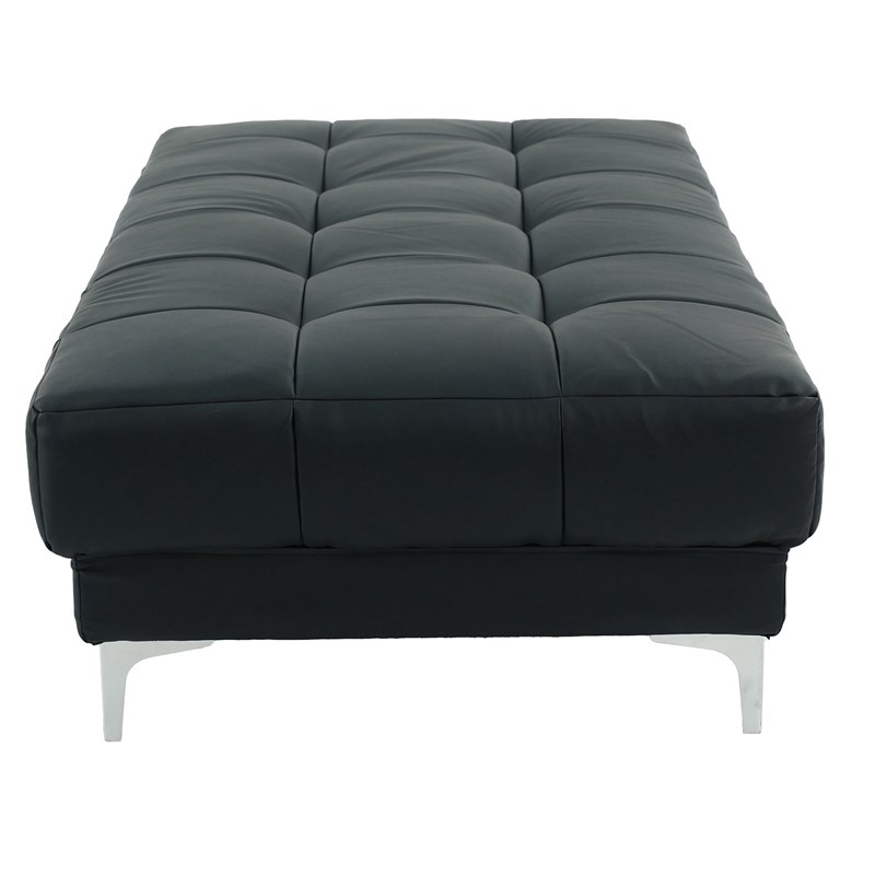 Poundex Furniture Faux Leather Tufted Cocktail Ottoman in Black Color