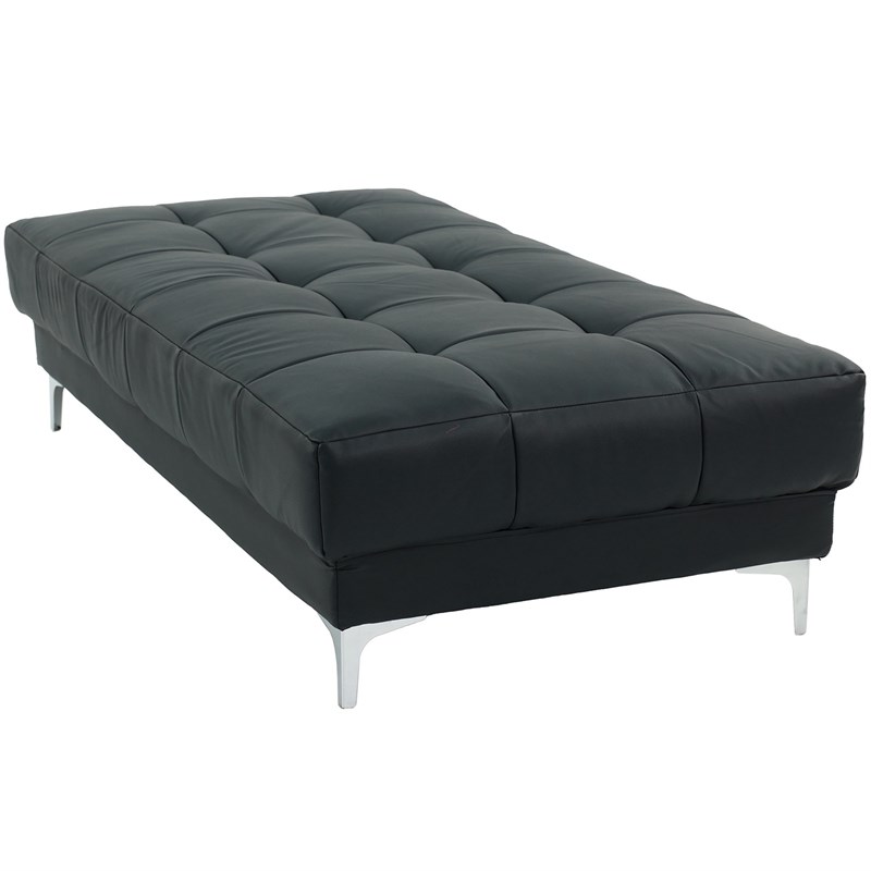 Poundex Furniture Faux Leather Tufted Cocktail Ottoman in Black Color