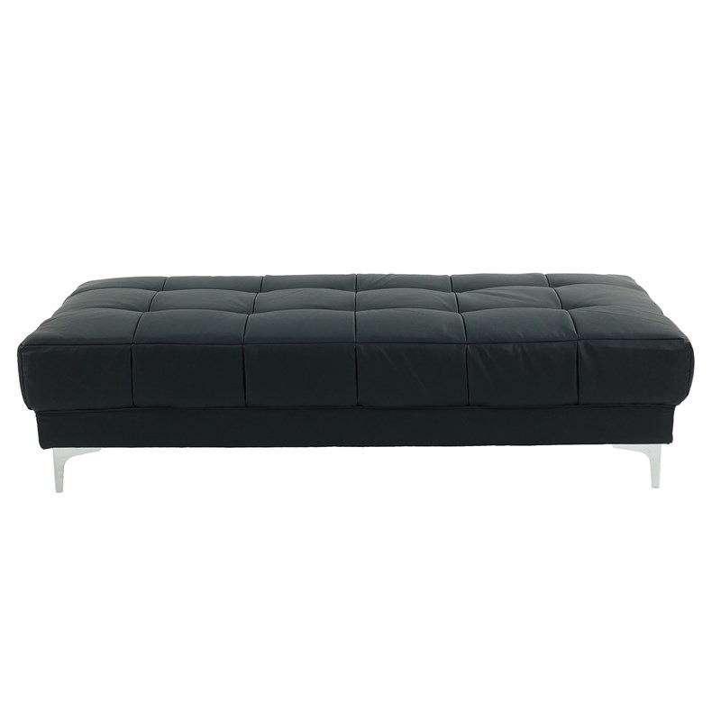 Poundex Furniture Faux Leather Tufted Cocktail Ottoman in Black Color
