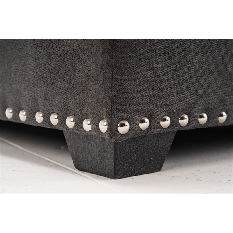 Alexent Calma Modern Linen Fabric Indoor Chaise Lounge in Gray