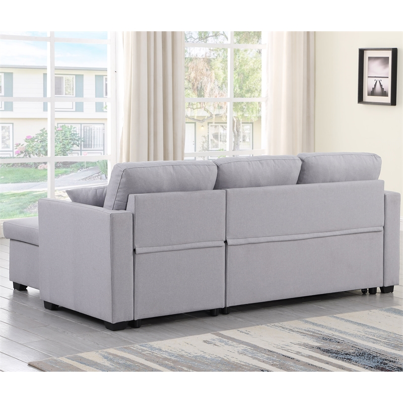 Alexent 3-Seat Modern Fabric Sleeper Sectional Sofa with Storage in Ash