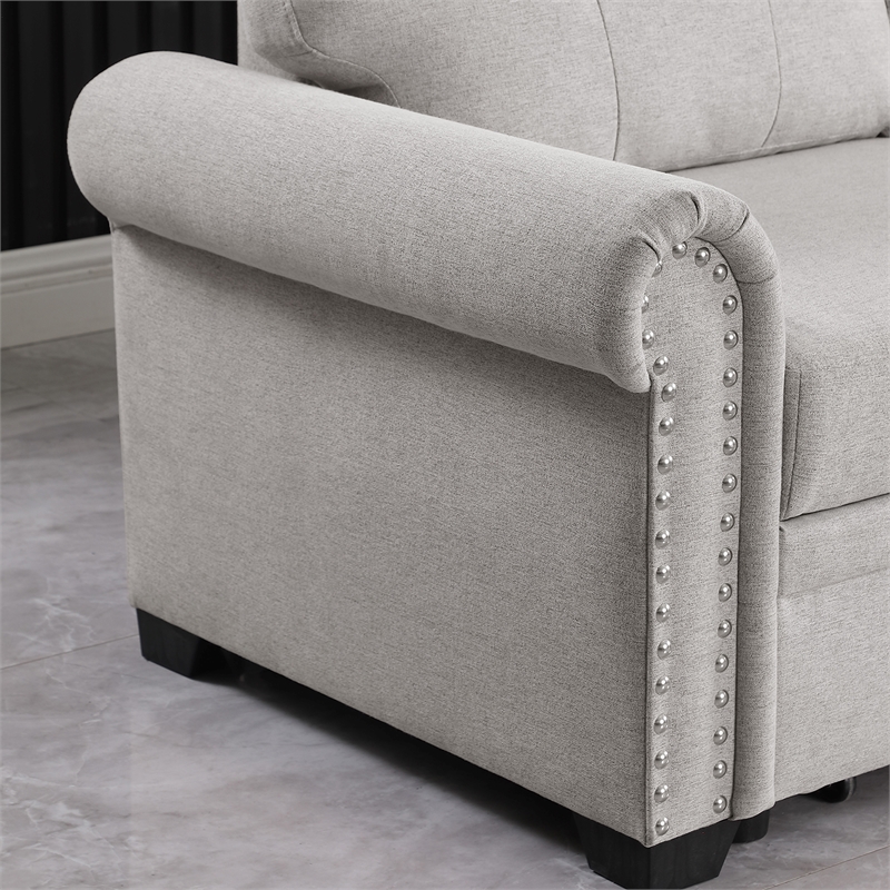 Alexent Classic Reversible Fabric Sleeper Sofa with Storage Chaise - LIGHT GRAY