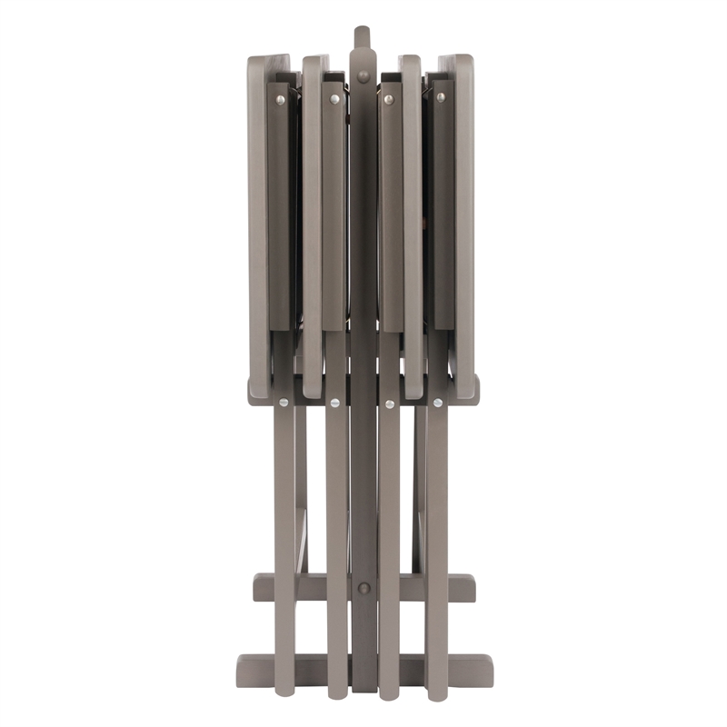 Alex 5Pc Snack Table Set Oyster Gray Finish