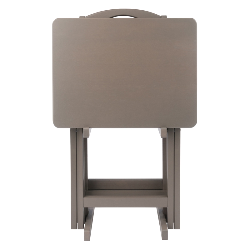 Alex 5Pc Snack Table Set Oyster Gray Finish