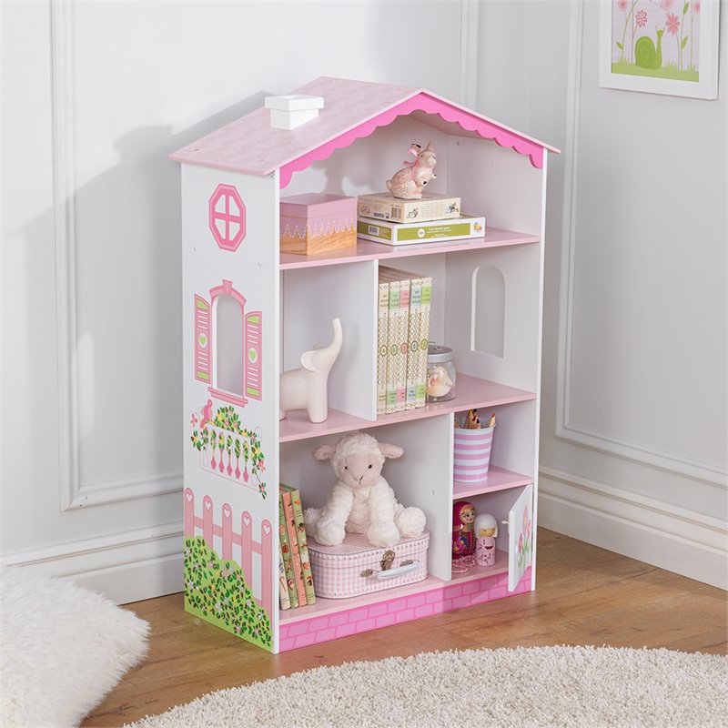 KidKraft Dollhouse Bookcase in Pink and White - Modern / Contemporary