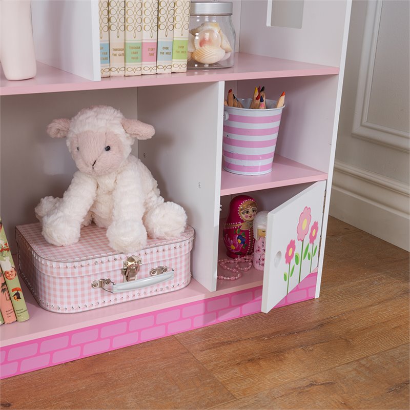 KidKraft Dollhouse Bookcase in Pink and White - Modern / Contemporary