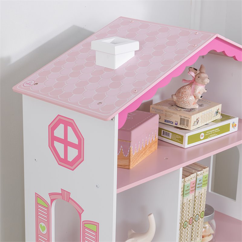 KidKraft Dollhouse Bookcase in Pink and White - Modern / Contemporary