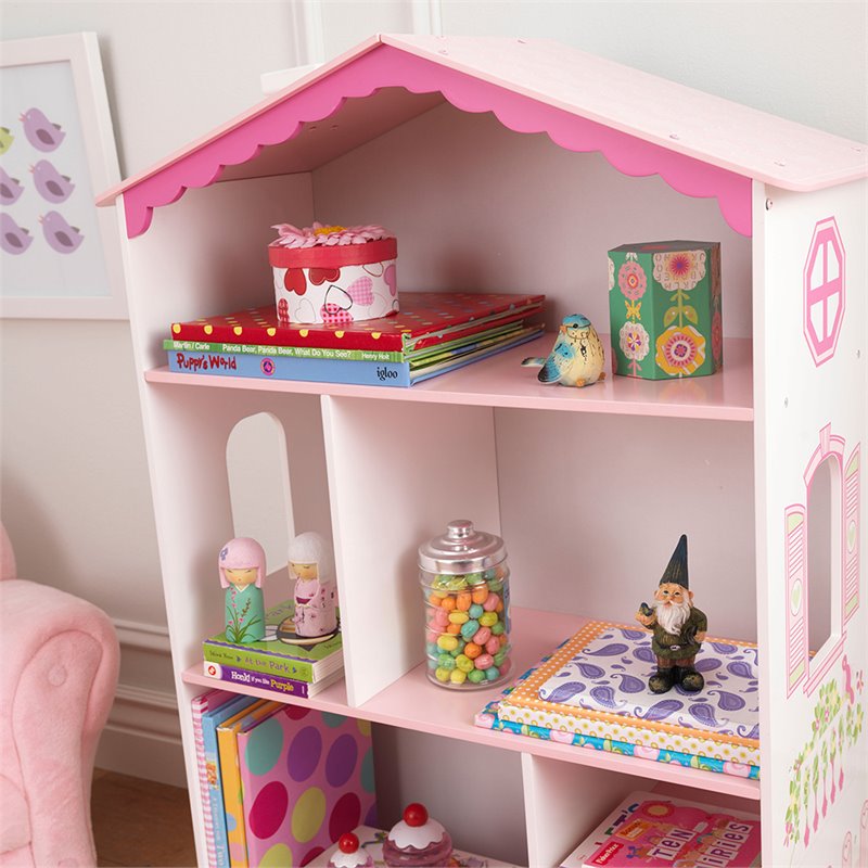 KidKraft Dollhouse Bookcase in Pink and White - Modern / Contemporary