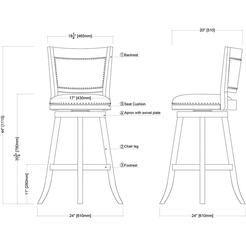 Boraam Melrose Bar Stool in Driftwood Wire-Brush and Ivory - Modern/Contemporary