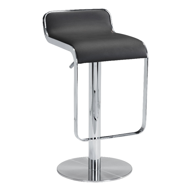 ZUO Equino Plush Faux Leather Upholstered Barstool in Black -Modern/Contemporary