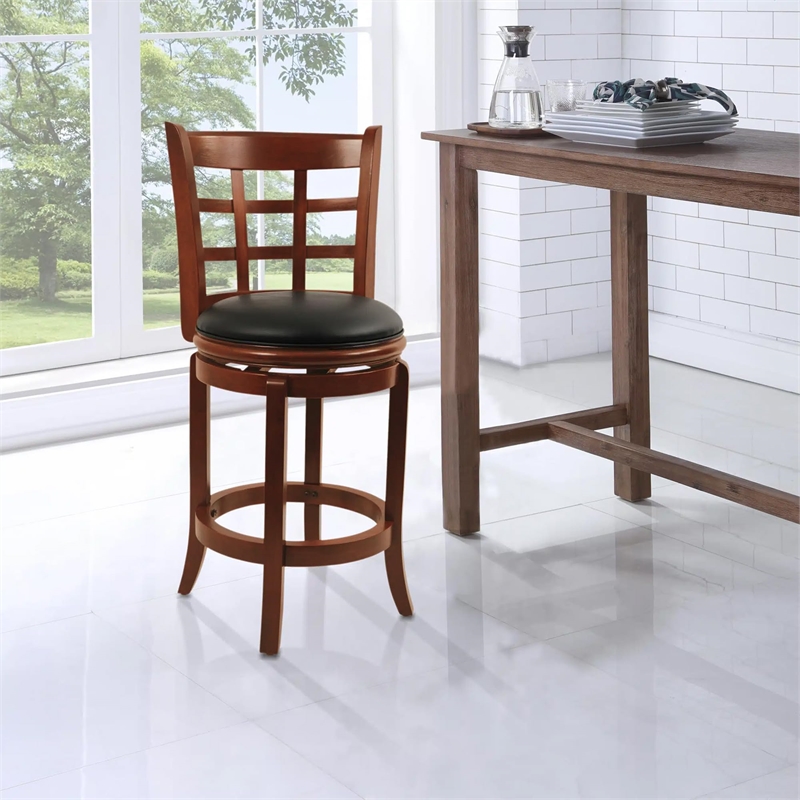 Boraam Wood Kyoto Counter Height Swivel Stool in Cherry Finish
