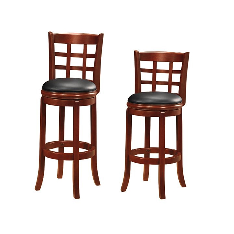 Boraam Wood Kyoto Bar Height Swivel Bar Stool in Cherry Finish