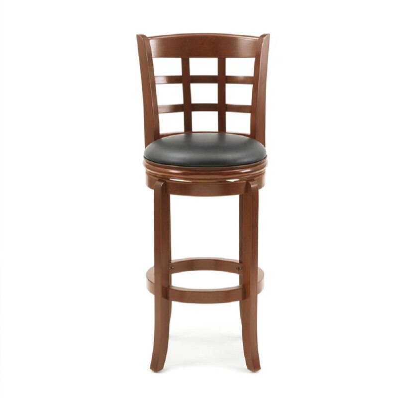 Boraam Wood Kyoto Bar Height Swivel Bar Stool in Cherry Finish