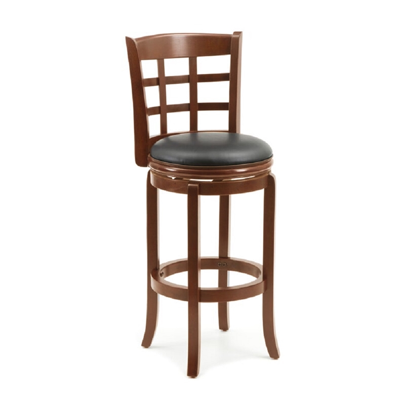 Boraam Wood Kyoto Bar Height Swivel Bar Stool in Cherry Finish