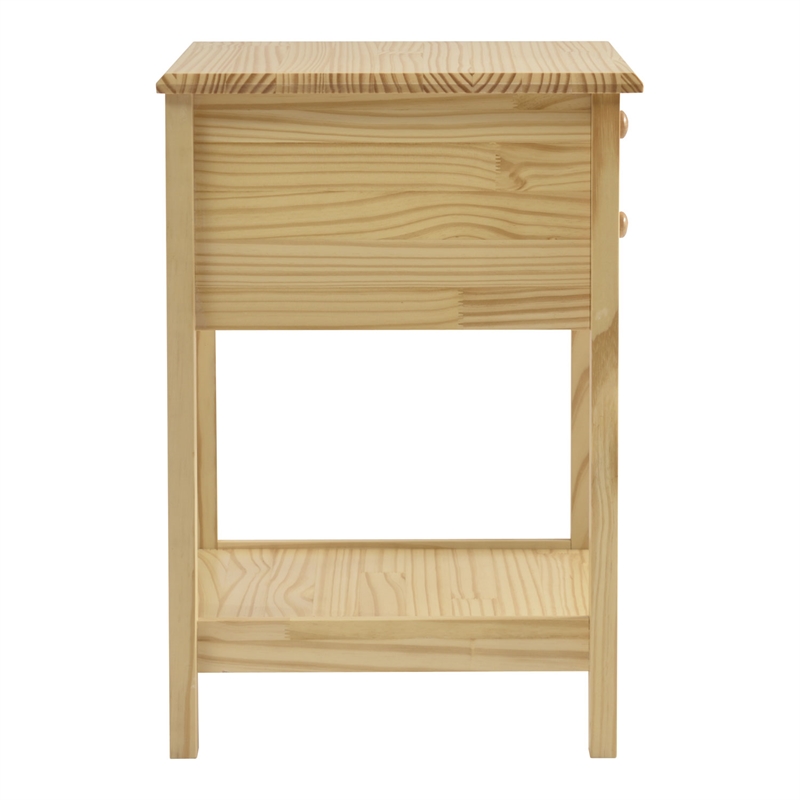 Better Home Products Solid Pine Wood 2 Drawer Nightstand in Natural