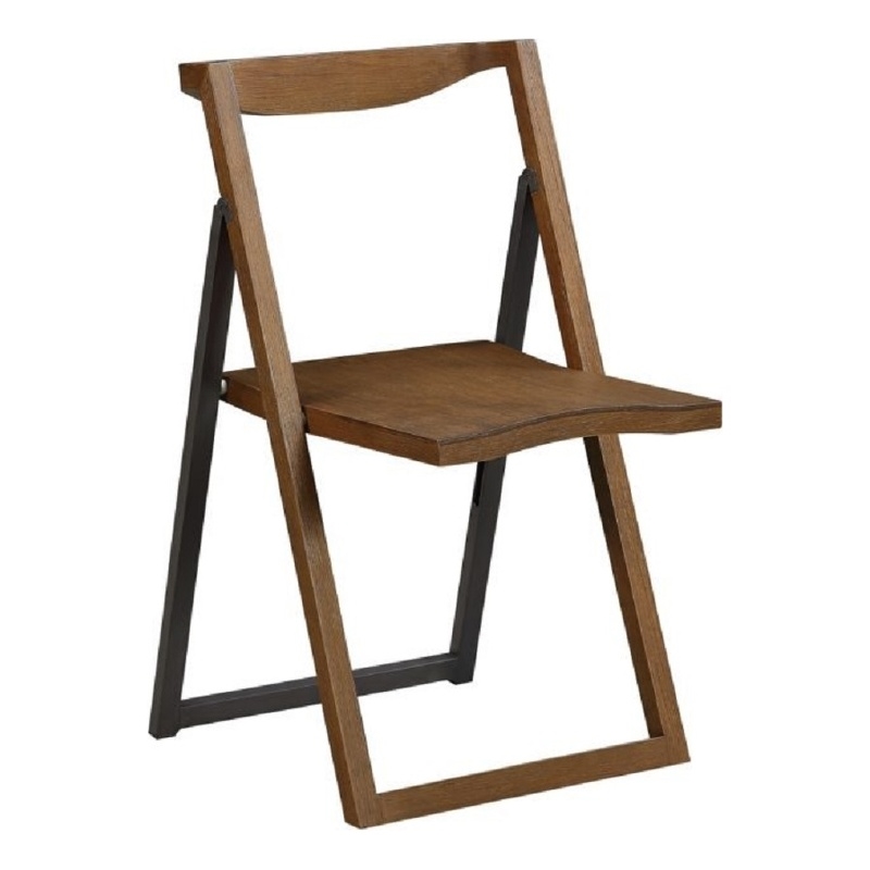 Boraam Wood Sydney Folding Chair Chestnut Wire-Brush Finish Set of 2