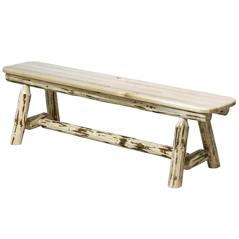Montana Woodworks 6ft Solid Wood Plank Style Bench in Natural Lacquered