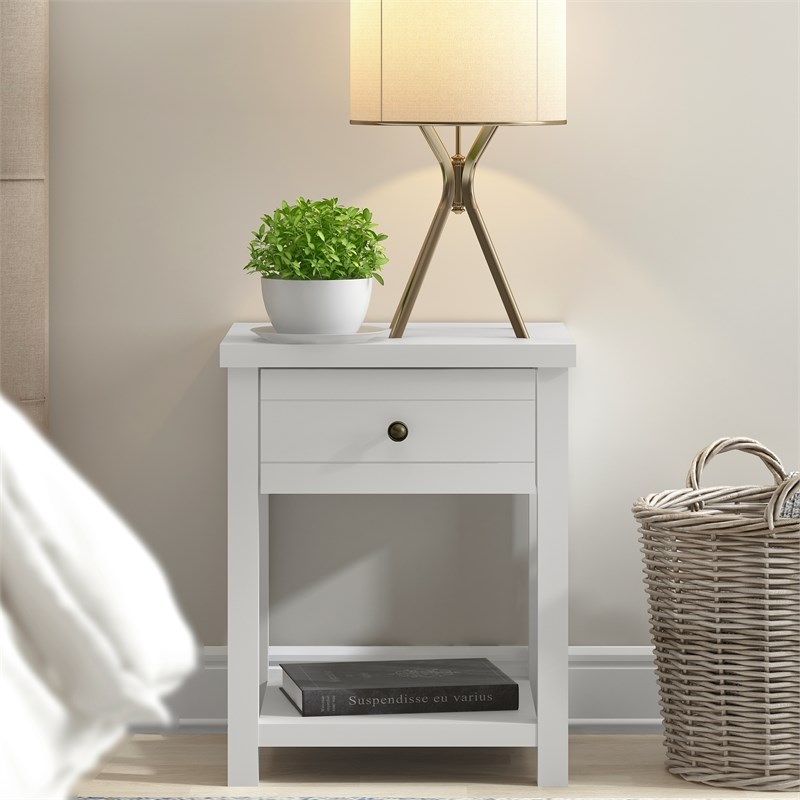 Living Essentials by Hillsdale Harmony Wood Accent Table in Matte White