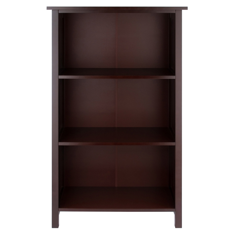 Winsome Milan 3-Tier Medium Solid Wood Storage Book Shelf - Antique Walnut