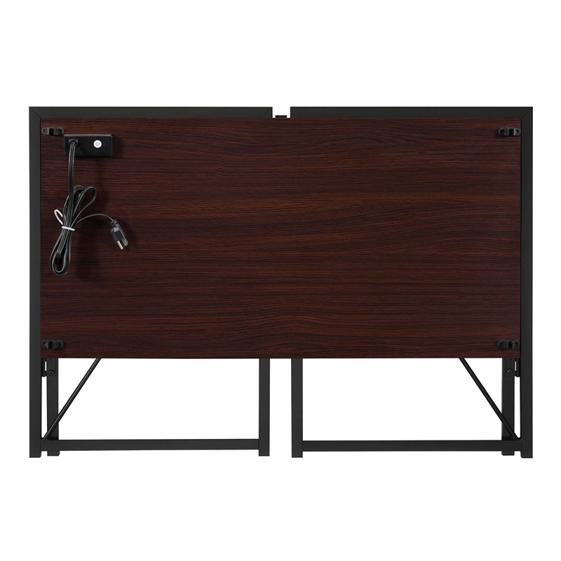Convenience Concepts Xtra Folding Desk with Charging Station in Espresso Wood